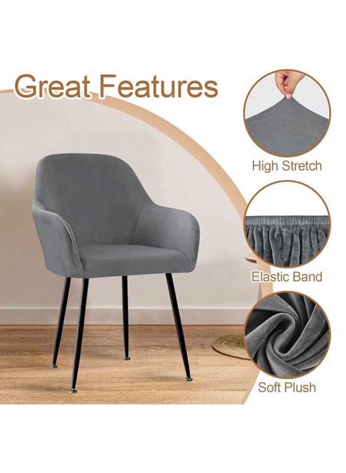 Elastic upholstery, upholstery with armrests, removable cover, grey, for dining, living room, wedding, party decoration - Image 2